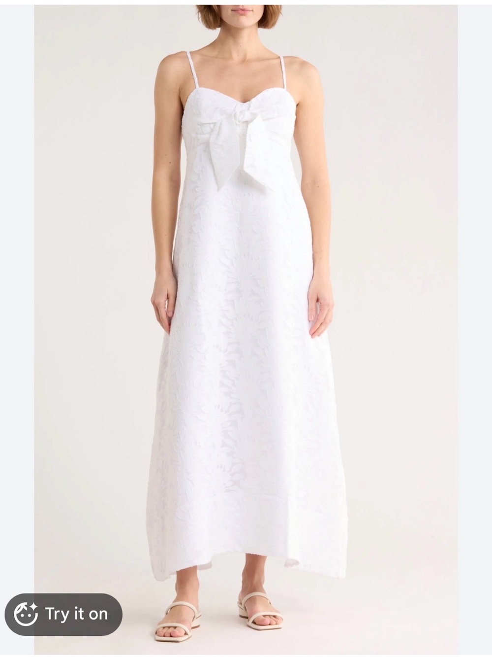 Lilly Pulitzer White Spaghetti-Strap Maxi Dress with Front Bow